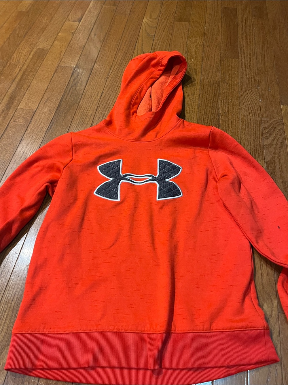 Under Armour Kids Bright Orange Hooded Pullover with Black Logo